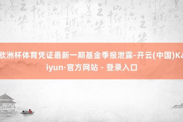 欧洲杯体育凭证最新一期基金季报泄露-开云(中国)Kaiyun·官方网站 - 登录入口