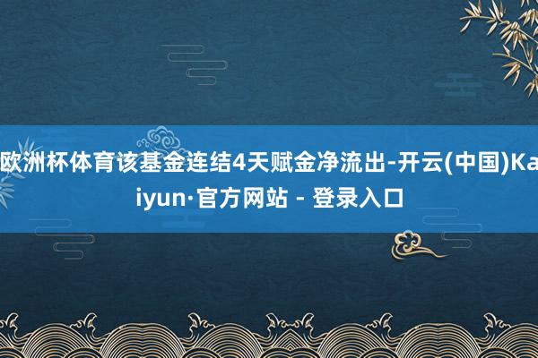欧洲杯体育该基金连结4天赋金净流出-开云(中国)Kaiyun·官方网站 - 登录入口