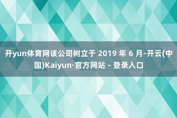 开yun体育网该公司树立于 2019 年 6 月-开云(中国)Kaiyun·官方网站 - 登录入口