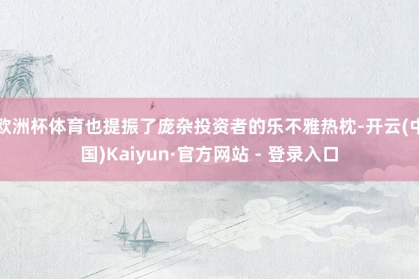 欧洲杯体育也提振了庞杂投资者的乐不雅热枕-开云(中国)Kaiyun·官方网站 - 登录入口