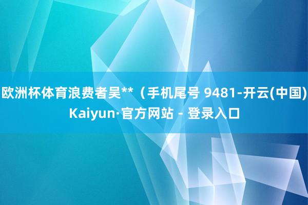 欧洲杯体育浪费者吴**（手机尾号 9481-开云(中国)Kaiyun·官方网站 - 登录入口