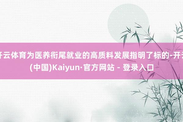 开云体育为医养衔尾就业的高质料发展指明了标的-开云(中国)Kaiyun·官方网站 - 登录入口